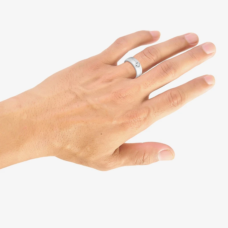 Mens 11M 1 1/2 CT. Lab Created White Moissanite Sterling Silver Round Wedding Band