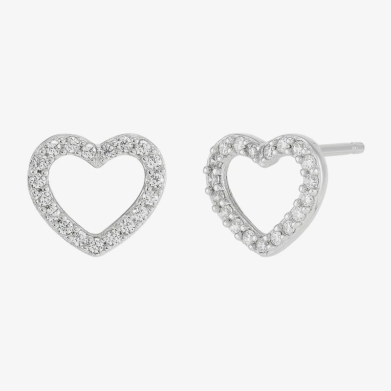 Diamonart Womens Cubic Zirconia Sterling Silver Heart 3 Pair Earring Set