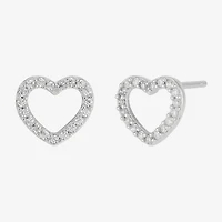 Diamonart Womens Cubic Zirconia Sterling Silver Heart 3 Pair Earring Set