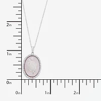 Cameo Womens Pink Mother Of Pearl Sterling Silver Flower 18 Inch Pendant Necklace