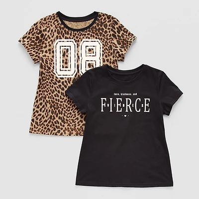Xersion Little & Big Kid Girls Crew Neck Short Sleeve Regular Fit 2-pc. Graphic T-Shirt
