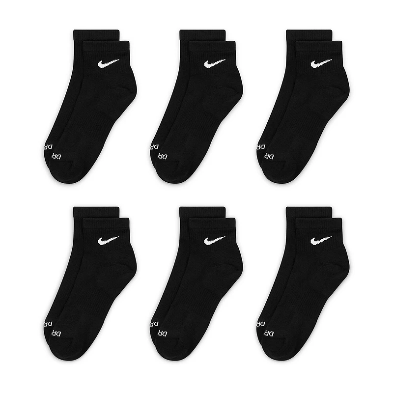 Nike Everyday Plus Cushioned Unisex Adult Breathable Multi-Pack 6 Pair Quarter Ankle Socks