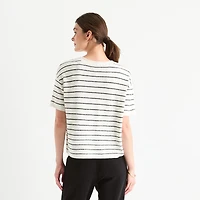 Stylus Womens Crew Neck Short Sleeve Pullover Sweater