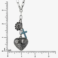 JS Jessica Simpson Womens Turquoise Turquoise Alloy 18 Inch Pendant Necklace