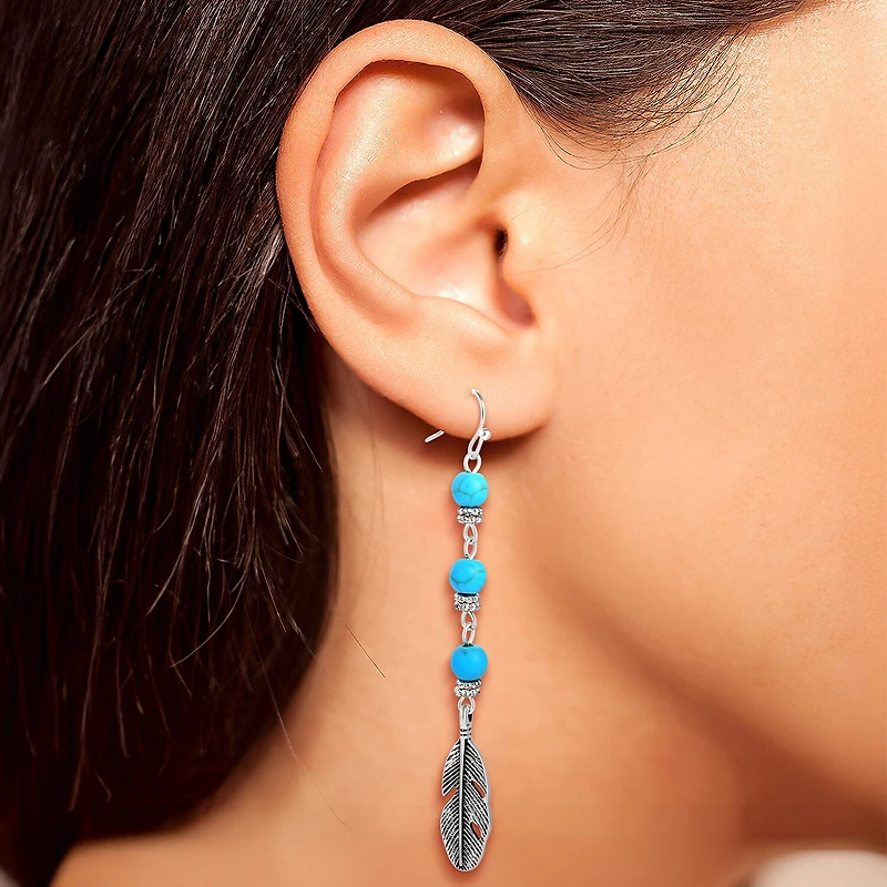 JS Jessica Simpson Womens Turquoise Turquoise Drop Earrings