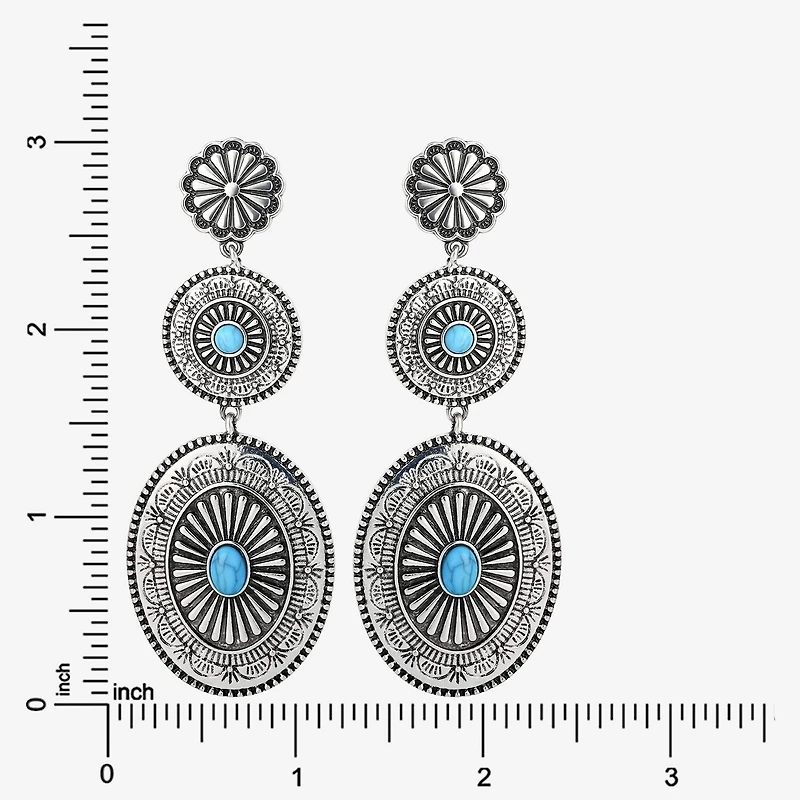 JS Jessica Simpson Womens Turquoise Turquoise Drop Earrings