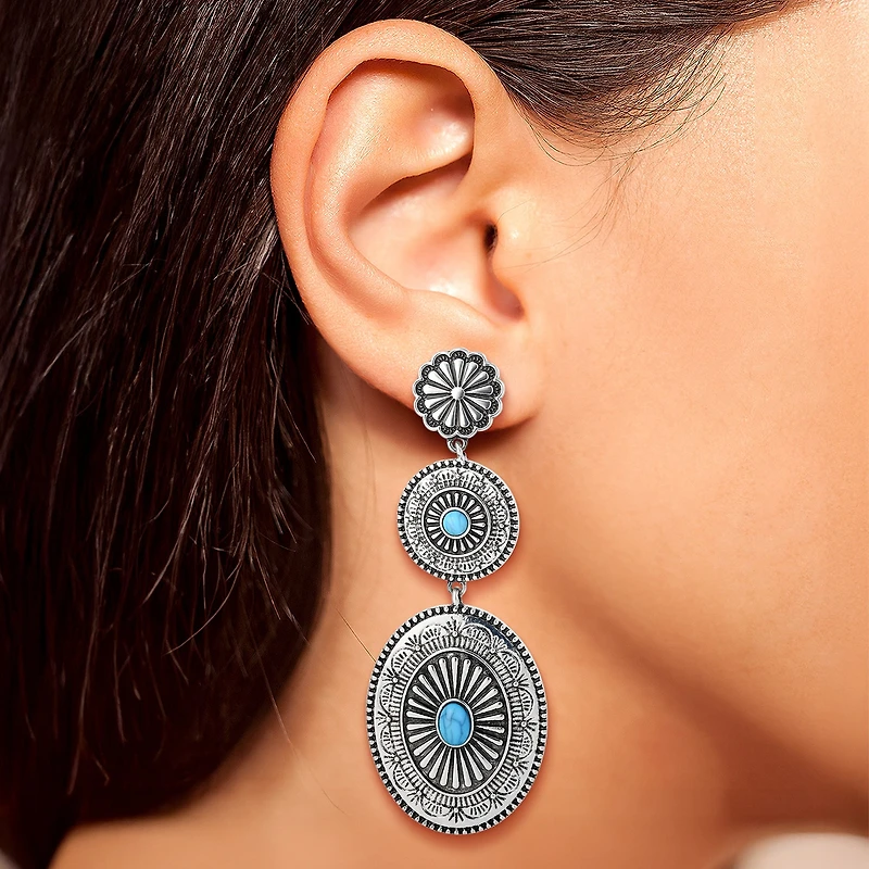 JS Jessica Simpson Womens Turquoise Turquoise Drop Earrings