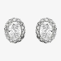 (H-I/Si1-Si2) 1 CT. T.W. Lab Grown White Diamond Sterling Silver 8.3mm Oval Stud Earrings