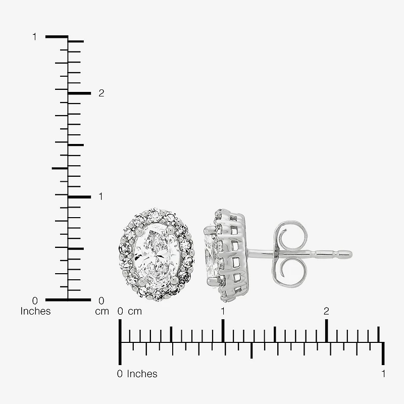 (H-I/Si1-Si2) 1 CT. T.W. Lab Grown White Diamond Sterling Silver 8.3mm Oval Stud Earrings