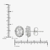 (H-I/Si1-Si2) 1 CT. T.W. Lab Grown White Diamond Sterling Silver 8.3mm Oval Stud Earrings