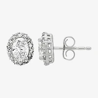 (H-I/Si1-Si2) 1 CT. T.W. Lab Grown White Diamond Sterling Silver 8.3mm Oval Stud Earrings