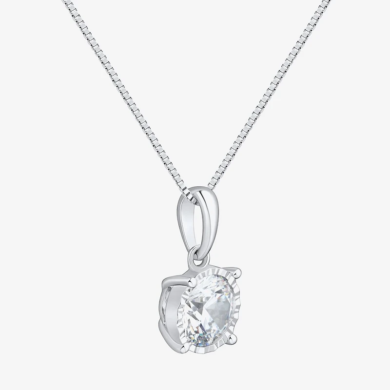 (H-I/Si2) Womens 3/4 CT. T.W. Lab Grown White Diamond Sterling Silver Round 18 Inch Pendant Necklace