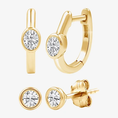 (F / Si1-Si2) Womens 5/8 CT. T.W. Lab Grown White Diamond 14K Gold Over Silver 2-pc. Earring Set