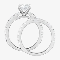 (G / Si1-Si2) Womens 4 CT. T.W. Lab Grown White Diamond Sterling Silver Oval Side Stone Bridal Set
