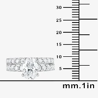 (G / Si1-Si2) Womens 4 CT. T.W. Lab Grown White Diamond Sterling Silver Oval Side Stone Bridal Set