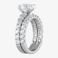 (G / Si1-Si2) Womens 4 CT. T.W. Lab Grown White Diamond Sterling Silver Oval Side Stone Bridal Set