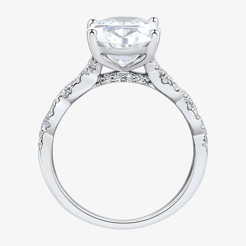 Signature By Modern Bride (H-I / Si2) Womens 4 1/3 Ct. T.W. Lab Grown White Diamond 10K Gold Oval Side Stone Engagement Ring