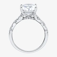 Signature By Modern Bride (H-I / Si2) Womens 4 1/3 Ct. T.W. Lab Grown White Diamond 10K Gold Oval Side Stone Engagement Ring