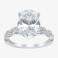 Signature By Modern Bride (H-I / Si2) Womens 4 1/3 Ct. T.W. Lab Grown White Diamond 10K Gold Oval Side Stone Engagement Ring