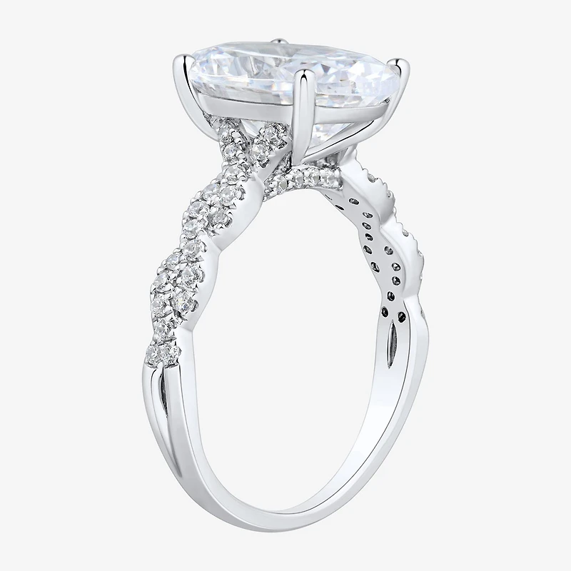 Signature By Modern Bride (H-I / Si2) Womens 4 1/3 Ct. T.W. Lab Grown White Diamond 10K Gold Oval Side Stone Engagement Ring