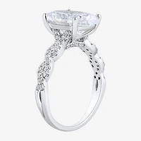 Signature By Modern Bride (H-I / Si2) Womens 4 1/3 Ct. T.W. Lab Grown White Diamond 10K Gold Oval Side Stone Engagement Ring