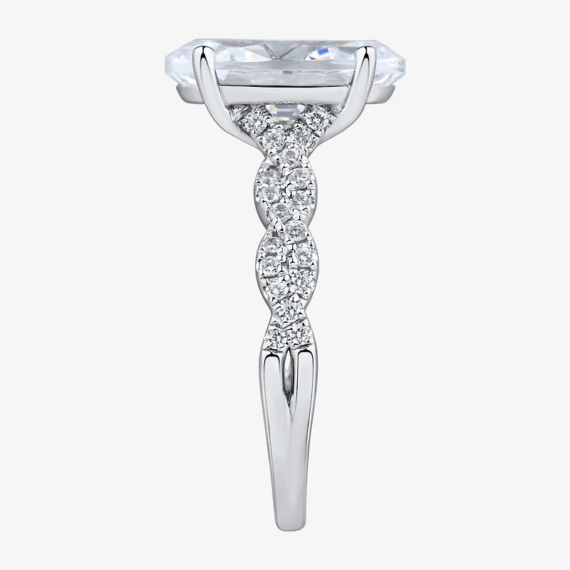 Signature By Modern Bride (H-I / Si2) Womens 4 1/3 Ct. T.W. Lab Grown White Diamond 10K Gold Oval Side Stone Engagement Ring