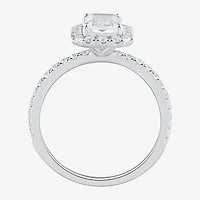 (H-I / Si2) Womens 2 CT. T.W. Lab Grown White Diamond 10K Gold Side Stone Halo Engagement Ring