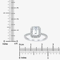 (H-I / Si2) Womens 2 CT. T.W. Lab Grown White Diamond 10K Gold Side Stone Halo Engagement Ring