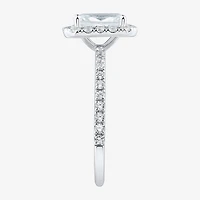 (H-I / Si2) Womens 2 CT. T.W. Lab Grown White Diamond 10K Gold Side Stone Halo Engagement Ring