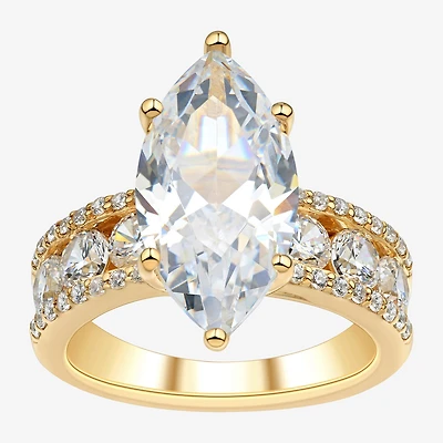 Signature By Modern Bride (H-I / Si2) Womens 6 1/2 Ct. T.W. Lab Grown White Diamond 10K Gold Marquise Side Stone Engagement Ring