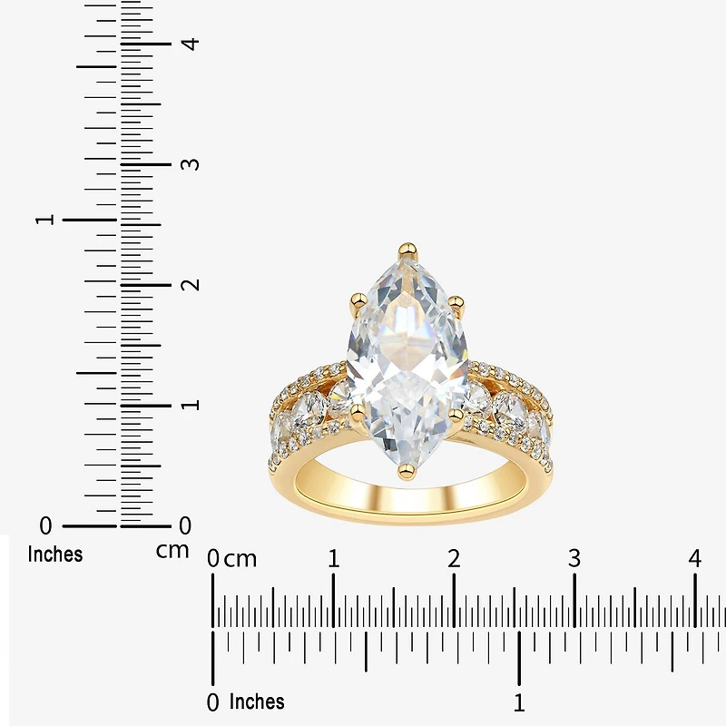 Signature By Modern Bride (H-I / Si2) Womens 6 1/2 Ct. T.W. Lab Grown White Diamond 10K Gold Marquise Side Stone Engagement Ring