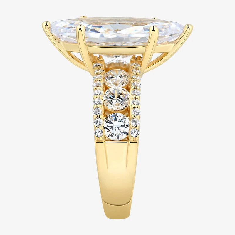 Signature By Modern Bride (H-I / Si2) Womens 6 1/2 Ct. T.W. Lab Grown White Diamond 10K Gold Marquise Side Stone Engagement Ring