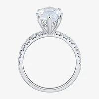 (H-I / Si2) Womens 4 3/4 CT. T.W. Lab Grown White Diamond 10K Gold Marquise Side Stone Engagement Ring