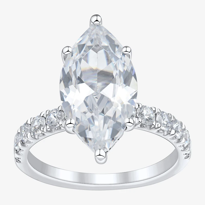 (H-I / Si2) Womens 4 3/4 CT. T.W. Lab Grown White Diamond 10K Gold Marquise Side Stone Engagement Ring