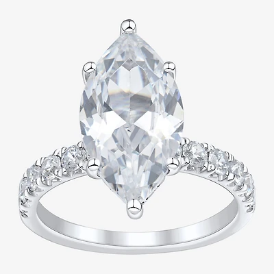 (H-I / Si2) Womens 4 3/4 CT. T.W. Lab Grown White Diamond 10K Gold Marquise Side Stone Engagement Ring