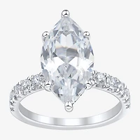 (H-I / Si2) Womens 4 3/4 CT. T.W. Lab Grown White Diamond 10K Gold Marquise Side Stone Engagement Ring