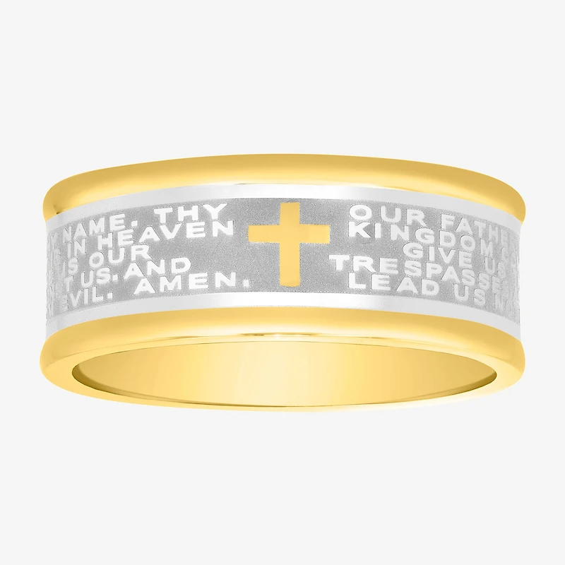Religious Jewelry Cross Mens 9M Stainless Steel Wedding Band