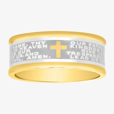 Religious Jewelry Cross Mens 9M Stainless Steel Wedding Band