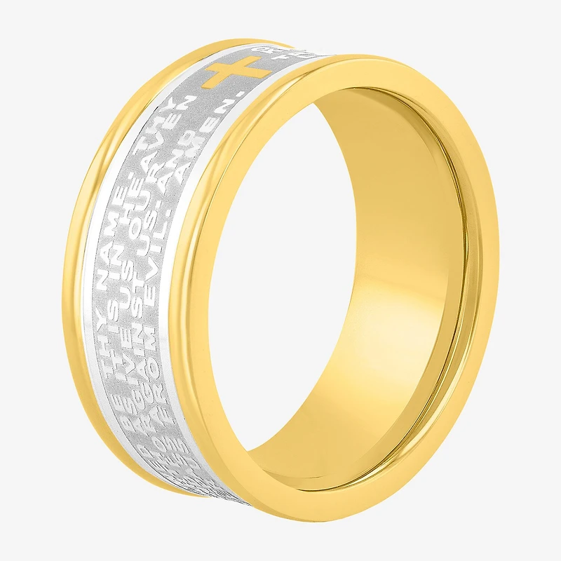 Religious Jewelry Cross Mens 9M Stainless Steel Wedding Band