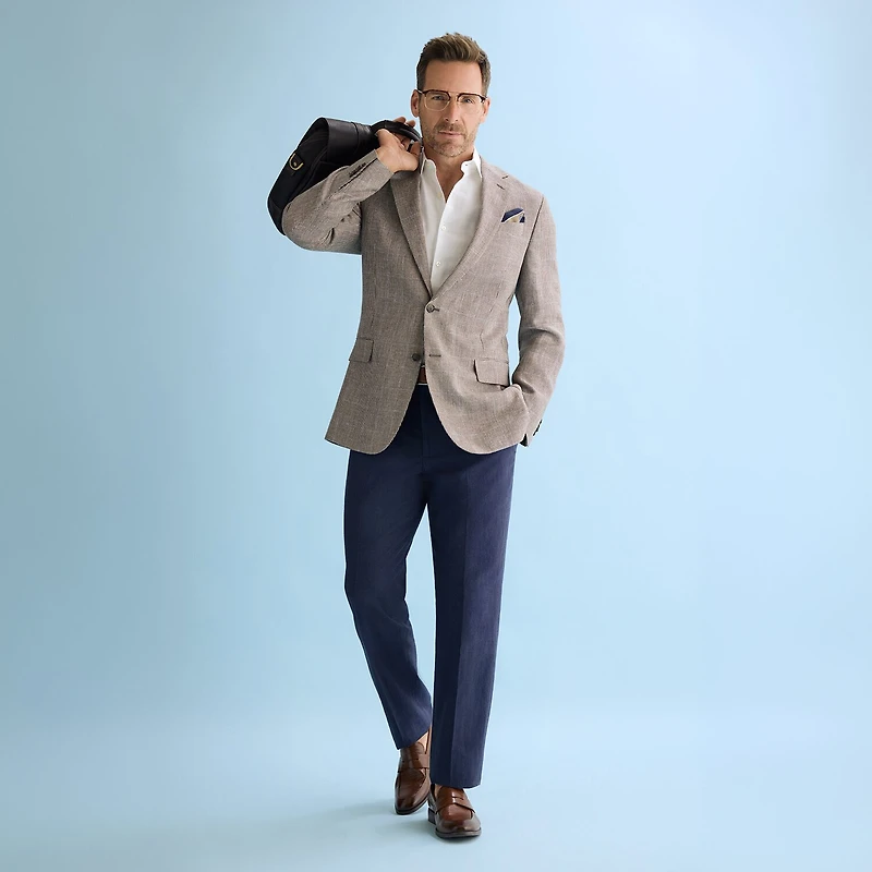 Stafford Linen Blend Mens Classic Fit Dress Flat Front Pant