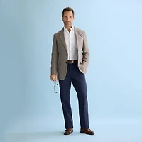 Stafford Linen Blend Mens Classic Fit Dress Flat Front Pant