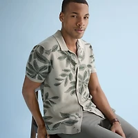 J. Ferrar Button Front Mens Short Sleeve Polo Sweater
