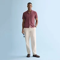 J. Ferrar Button Front Mens Short Sleeve Polo Sweater