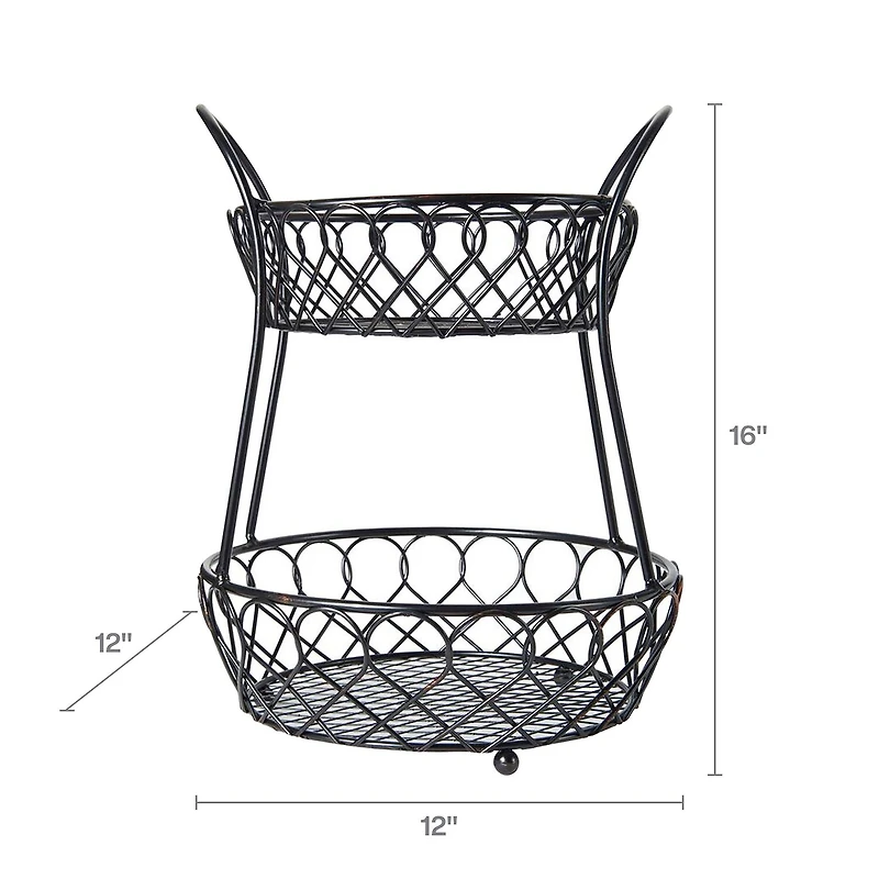 Gourmet Basics by Mikasa Loop And Latice 2 Tier Basket Rectangular Basket