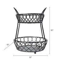 Gourmet Basics by Mikasa Loop And Latice 2 Tier Basket Rectangular Basket