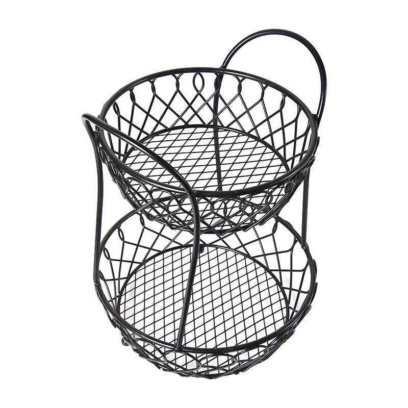 Gourmet Basics by Mikasa Loop And Latice 2 Tier Basket Rectangular Basket