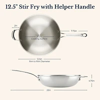Anolon Everlast Tri-Ply Clad 12 1/2 Inch Stainless Steel Stir Fry Pan
