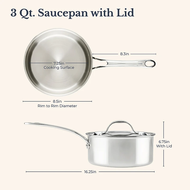 Anolon Everlast Tri-Ply Clad 3 Qt Stainless Steel Sauce Pan