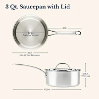 Anolon Everlast Tri-Ply Clad 3 Qt Stainless Steel Sauce Pan