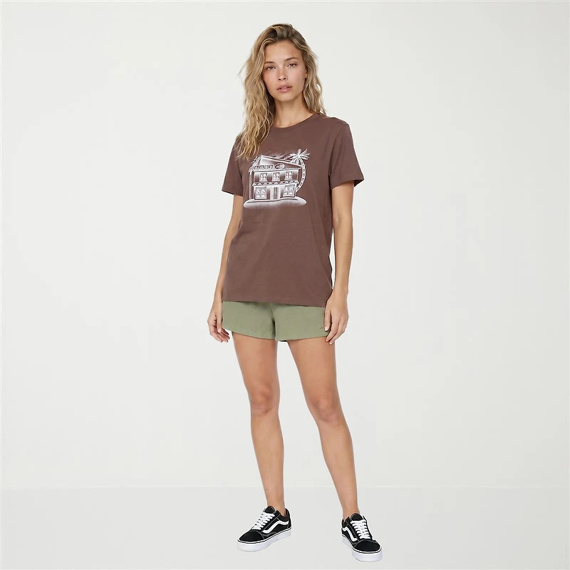 VOLCOM Womens Juniors Crew Neck Short Sleeve Regular Fit Graphic T-Shirt